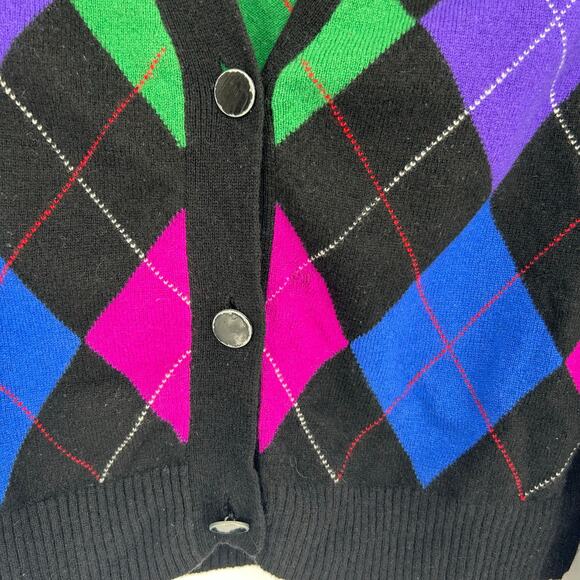 Le Superbe Argyle Gem Cardigan L - Repaired - Picture 3 of 3